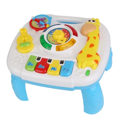 Toddler musical learning table educational baby toys musical activity table learning center for 6  months boys girls gift-multi-small