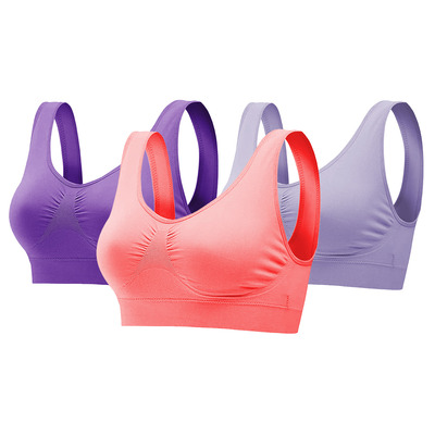 3 pack sport bras for women seamless wire-free bra light support tank tops for fitness workout sports yoga sleep wearing-multi-large