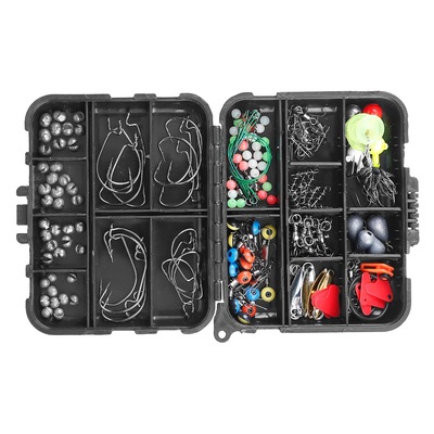 188pcs fishing accessory kit portable fishing set including jig hooks sinker weights spoon lure removable split shot w/ tackle box