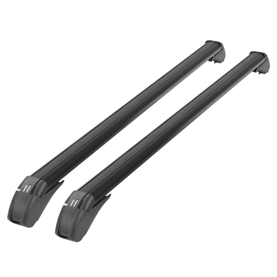 2pcs universal 110cm/43-inch car roof rack cross bar w/ anti-theft lock adjustable window frame for bike kayak cargo luggage-black
