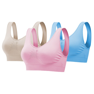 3 Pack Sport Bras For Women Seamless Wire-free Bra Light Support Tank Tops For Fitness Workout Sports Yoga Sleep Wearing-Multi-4XL