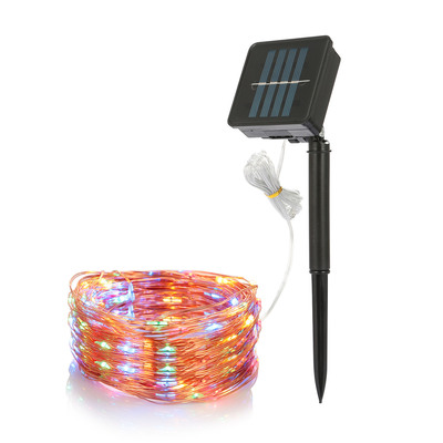 100 leds solar string lights outdoor ip65 waterproof copper wire string lights solar led fairy lamps wedding party festival-black