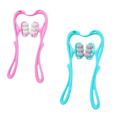 Neck roller massager 360? rotatable trigger point roller portable massager with 6 balls for neck leg thigh foot pain relief-pink