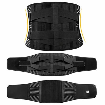 Back support brace: breathable mesh lumbar support belt, adjustable with stays & springs for pain relief - men/women-black-medium