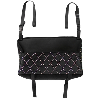 Car handbag purse holder for front seat storage net bag pocket for car between seats rhinestone bling women automotive organizer