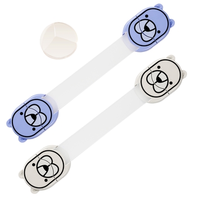 5pcs kids safety locks w/ 5 furniture corner protectors drawer cabinet strap locks baby-proof adhesive fridge latches locks-blue