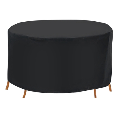 73x43in circular table cover 4-seat uv water resistant outdoor furniture protector for small round table chairs set-black-4-seat