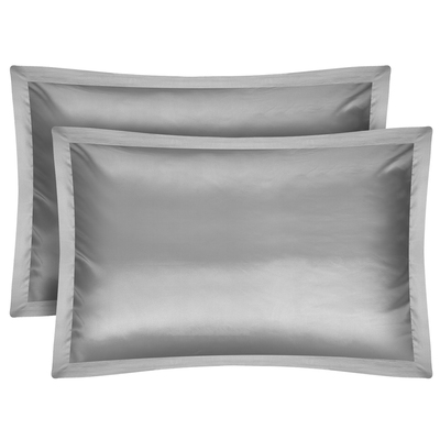 2 pack soft silky satin pillow case hypoallergenic breathable bed pillow cover queen size pillowcase great for hair skin-silver