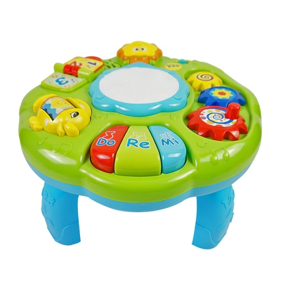 Toddler musical learning table educational baby toys musical activity table learning center for 6  months boys girls gift-green