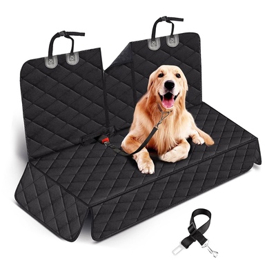Dog car seat cover waterproof scratchproof pet car rear protector mat pet back seat cover with dog seat belt for car truck suv