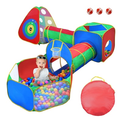 5pcs kids ball pit tents pop up playhouse w/ 2 crawl tunnel & 2 tent for boys girls toddlers preschool children indoor outdoor