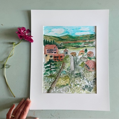 “a dream view” mixed media on paper