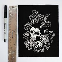 Maleficent Skull & Roses Sleeping Beauty Goth Sew-on Patches - Thumbnail 1