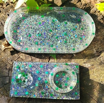  420 Matching Rolling tray and Incense Holder set