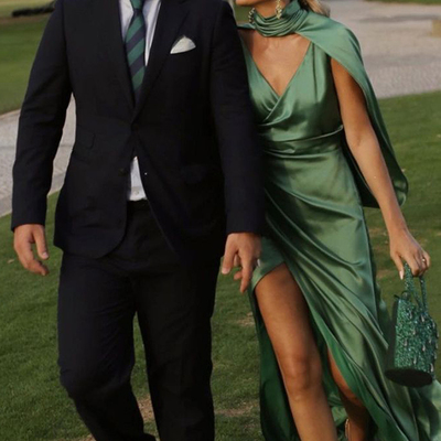 Simple green mermaid mother of the bride/groom dresses evening gowns wedding guest dress