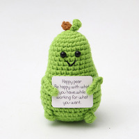Crochet Positive Happy Pear Car Decor Hanging Desk Decor Gift Ideas - Thumbnail 1