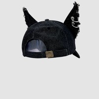 Grunge Punk Ripped Denim Cap With Ears - Thumbnail 3