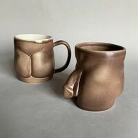 Handmade Ceramic Coffee Men Mug – 420ml Light Brown Design - Thumbnail 7