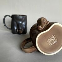 Handmade Ceramic Coffee Men Mug – 420ml Light Brown Design - Thumbnail 9