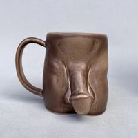 Handmade Ceramic Coffee Men Mug – 420ml Light Brown Design - Thumbnail 4