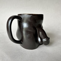 Handmade Ceramic Coffee Mug for Men – 420ml Dark Brown Design - Thumbnail 5