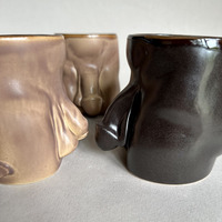Handmade Ceramic Coffee Mug for Men – 420ml Dark Brown Design - Thumbnail 8