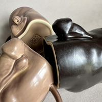 Handmade Ceramic Coffee Mug for Men – 420ml Dark Brown Design - Thumbnail 4