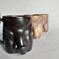 Handmade Ceramic Coffee Mug for Men – 420ml Dark Brown Design - Thumbnail 3