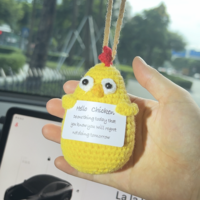 Hello Chicken Car Hanging Handmade Crochet Positive Gift - Thumbnail 1