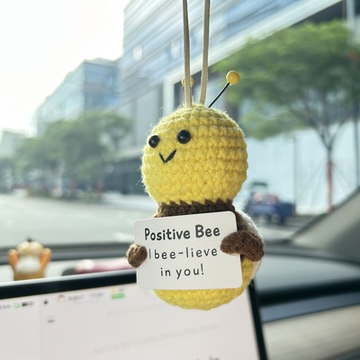 I bee lieve in you car hanging handmade crochet positive gift