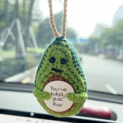 Avocado car hanging handmade crochet positive gift