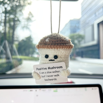 Positive mushroom car hanging handmade crochet positive gift