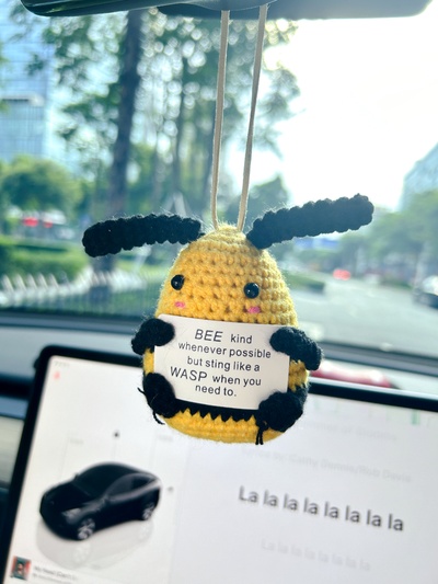 Bee Kind Car Hanging Handmade Crochet Positive Gift