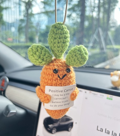 Positive Carrot Car Hanging Handmade Crochet Positive Gift