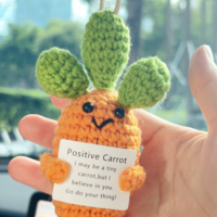 Positive Carrot Car Hanging Handmade Crochet Positive Gift - Thumbnail 1