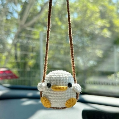 Swing duck crochet car hanging