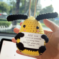 Bee Kind Car Hanging Handmade Crochet Positive Gift - Thumbnail 1