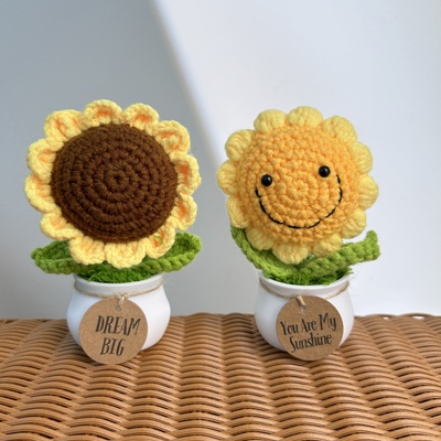 Custom crochet sunflower plants gifts decor, encouragement daily positive affirmations, birthday gift, thank youift