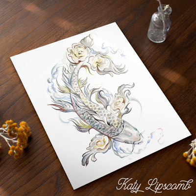 Opal rose koi - print