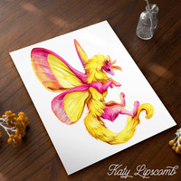 Rosy Maple Moth Dragon - Print - Thumbnail 1