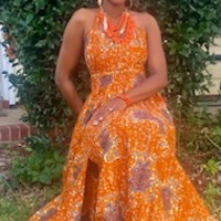 Orange Sapphire Backknot Halter Tank Top w/ Skirt & Headwrap - Thumbnail 2