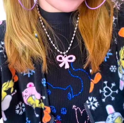 *Free Shipping*PINK BOW NECKLACE