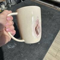 Handmade Ceramic Women's Coffee Mug – 500ml Beautiful Design - Thumbnail 3