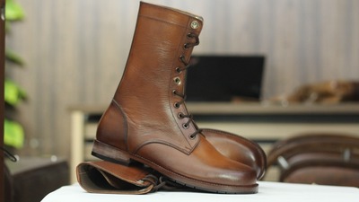 Handmade Men High Ankle Boot Brown Combat Military Jungle Boots'Luxury boot