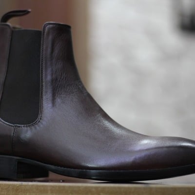 Handmade ankle high brown chelsea leather men's classic boot.