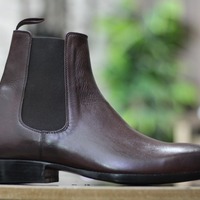 Handmade Ankle High Brown Chelsea Leather Men's Classic Boot. - Thumbnail 1