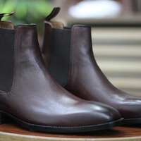 Handmade Ankle High Brown Chelsea Leather Men's Classic Boot. - Thumbnail 2