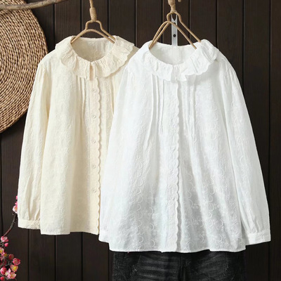 New sweet baby collar lace loose long-sleeved blouses