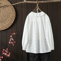 New sweet baby collar lace loose long-sleeved blouses - Thumbnail 1