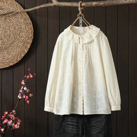 New sweet baby collar lace loose long-sleeved blouses - Thumbnail 4